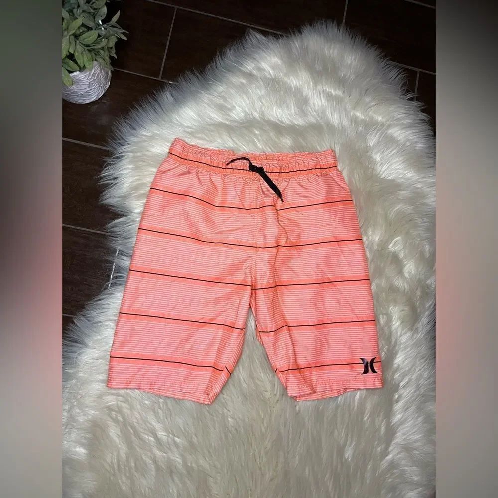 Hurley orange/black/white swimtrunks sz 10/12